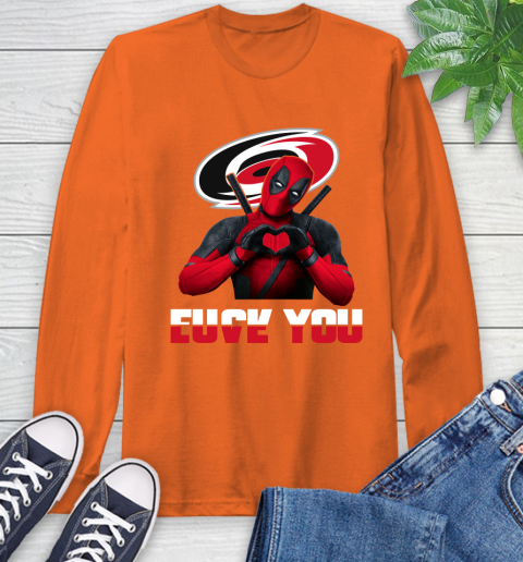 NHL Carolina Hurricanes Deadpool Love You Fuck You Hockey Sports Long Sleeve T-Shirt 4