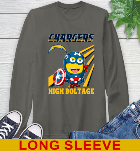 NFL Football Los Angeles Chargers Captain America Marvel Avengers Minion Shirt Long Sleeve T-Shirt 10