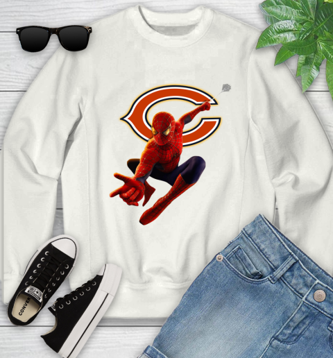 NFL Spider Man Avengers Endgame Football Chicago Bears Youth Sweatshirt