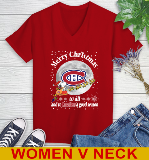 Montreal Canadiens Merry Christmas To All And To Canadiens A Good Season NHL Hockey Sports Women's V-Neck T-Shirt 10