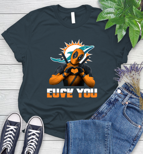 NHL Miami Dolphins Deadpool Love You Fuck You Football Sports Women's T-Shirt 11