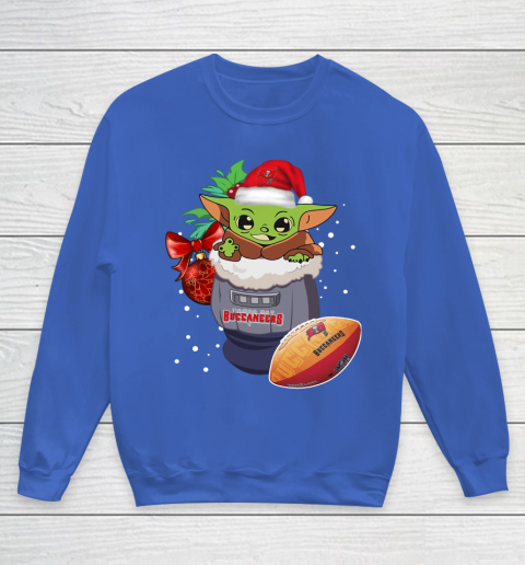 Tampa Bay Buccaneers Christmas Baby Yoda Star Wars Funny Happy NFL Youth Sweatshirt 8
