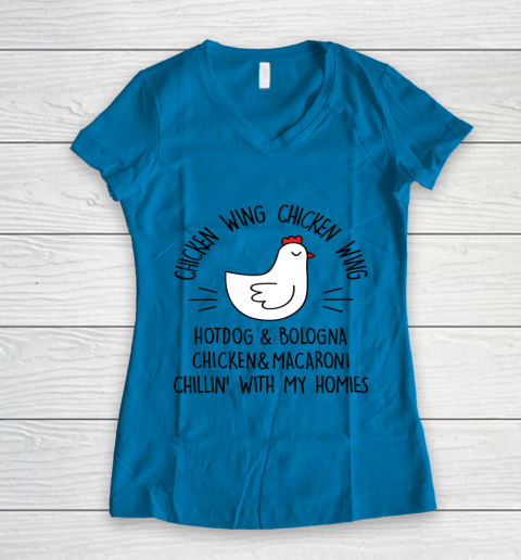 Viral Chicken Wing Chicken Wing Hot Dog Bologna Song Lyric Women's V-Neck T-Shirt 4