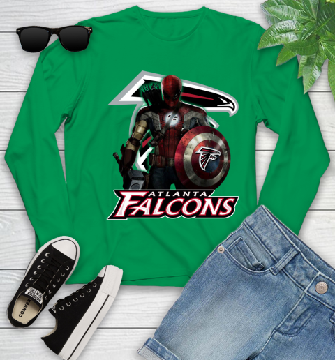 NFL Captain America Thor Spider Man Hawkeye Avengers Endgame Football Atlanta Falcons Youth Long Sleeve 6
