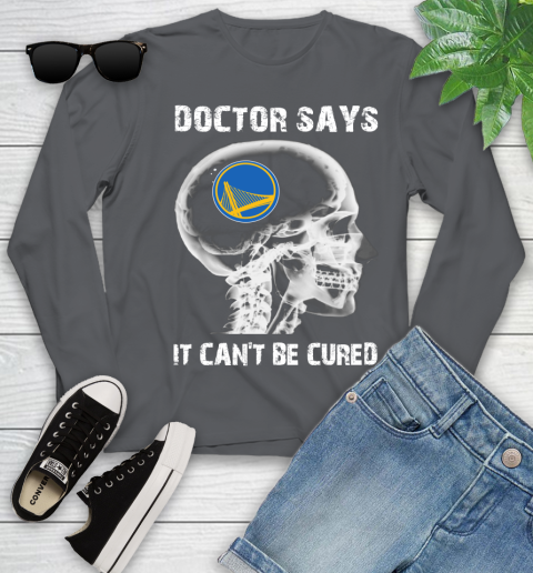 NBA Golden State Warriors Basketball Skull It Can't Be Cured Shirt Youth Long Sleeve 8