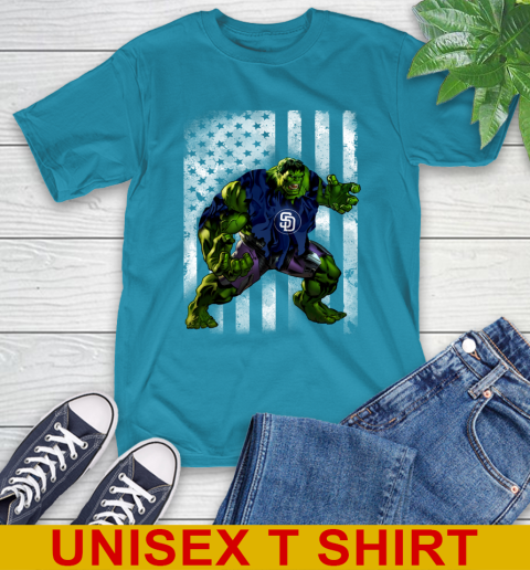 San Diego Padres Hulk Marvel Avengers MLB Baseball American Flag T-Shirt 9