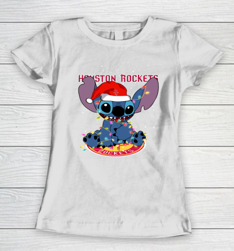 Houston Rockets NBA noel stitch Basketball Christmas Women's T-Shirt
