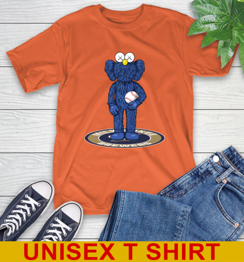 MLB Baseball Milwaukee Brewers Kaws Bff Blue Figure Shirt T-Shirt - Image 6