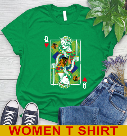 NHL Hockey Chicago Blackhawks The Queen Of Hearts Card Shirt Women's T-Shirt 7