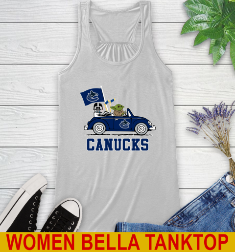 NHL Hockey Vancouver Canucks Darth Vader Baby Yoda Driving Star Wars Shirt Racerback Tank