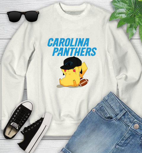 NFL Pikachu Football Sports Carolina Panthers Youth Sweatshirt