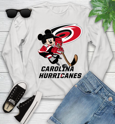 NHL Carolina Hurricanes Mickey Mouse Disney Hockey T Shirt Youth Long Sleeve