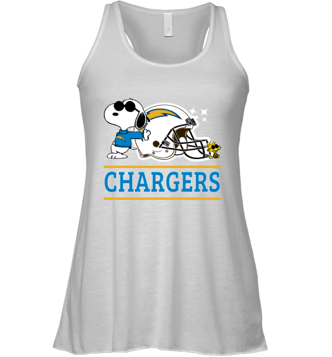 The Los Angeles Chargers Joe Cool And Woodstock Snoopy Mashup Racerback Tank
