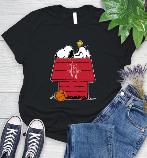 Houston Rockets NBA Basketball Snoopy Woodstock The Peanuts Movie Women's T-Shirt 2
