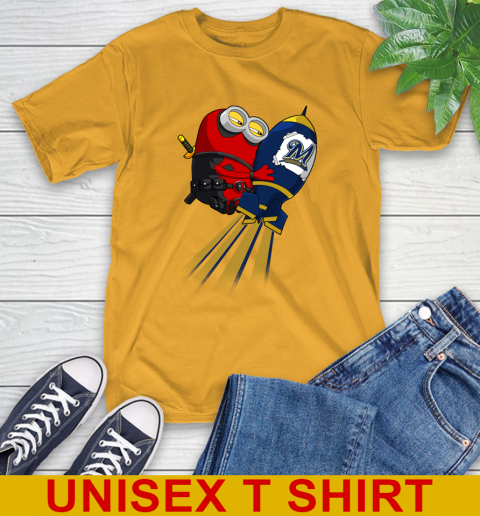 MLB Baseball Milwaukee Brewers Deadpool Minion Marvel Shirt T-Shirt 2