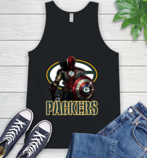 NFL Captain America Thor Spider Man Hawkeye Avengers Endgame Football Green Bay Packers Tank Top 2