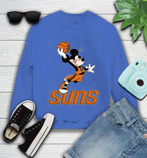 NBA Basketball Phoenix Suns Cheerful Mickey Mouse Shirt Youth Sweatshirt 7