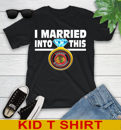 Chicago Blackhawks NHL Hockey I Married Into This My Team Sports Youth T-Shirt
