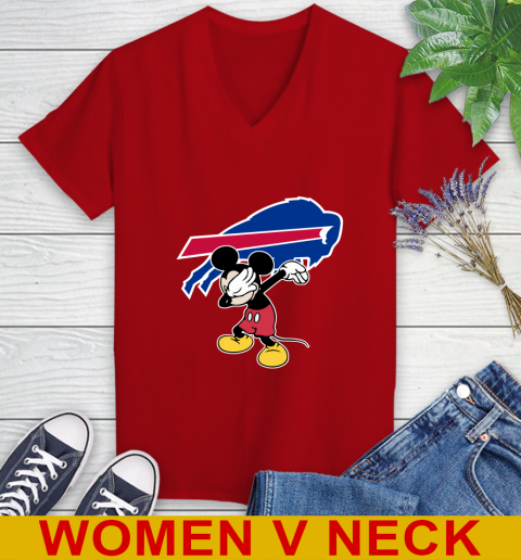 Buffalo Bills NFL Football Dabbing Mickey Disney Sports Women's V-Neck T-Shirt 12