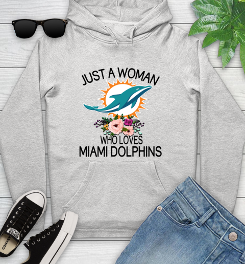 NFL Just A Woman Who Loves Miami Dolphins Football Sports Youth Hoodie