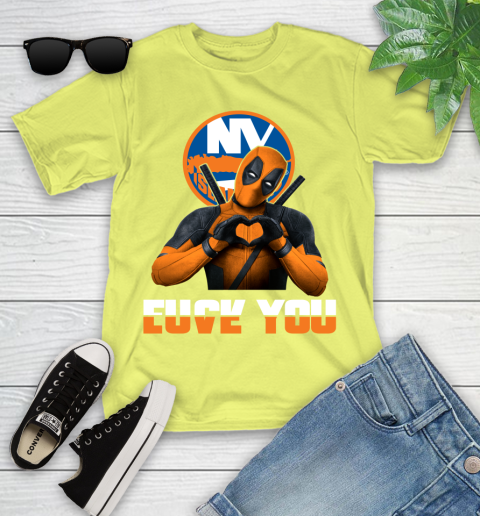 NHL New York Islanders Deadpool Love You Fuck You Hockey Sports Youth T-Shirt 10