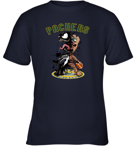 NFL Green Bay Packers Football Venom Groot Guardians Of The Galaxy yuM2qZzGWx7 youth t shirt 26 95 151514 front navy