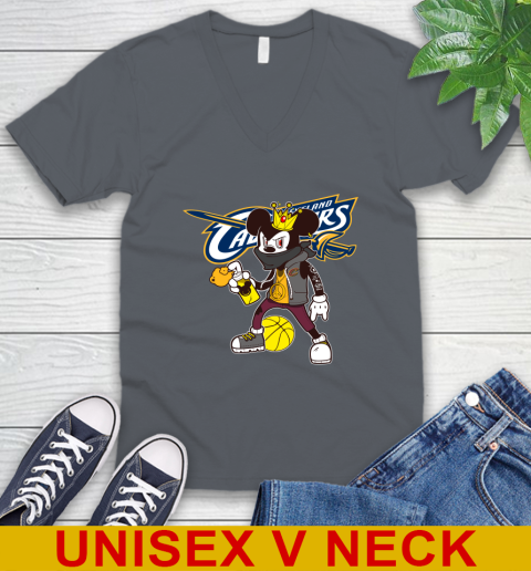 Cleveland Cavaliers NBA Basketball Mickey Peace Sign Sports V-Neck T-Shirt 5