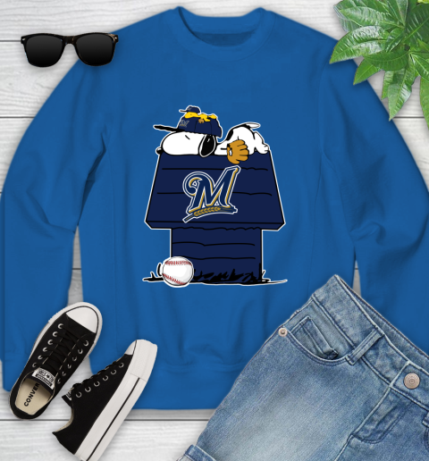 MLB Milwaukee Brewers Snoopy Woodstock The Peanuts Movie Baseball T Shirt Youth Sweatshirt 8