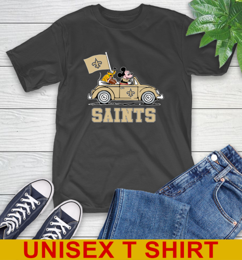 NFL Football New Orleans Saints Pluto Mickey Driving Disney Shirt T-Shirt 2