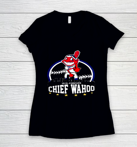 Chief Wahoo distressed Cleveland Women's V-Neck T-Shirt