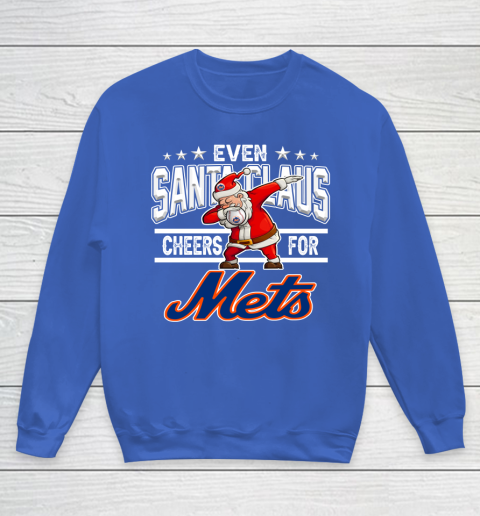 New York Mets Even Santa Claus Cheers For Christmas MLB Youth Sweatshirt 6