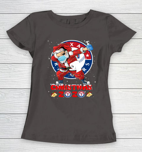 Texas Rangers Funny Santa Claus Dabbing Christmas 2020 MLB Women's T-Shirt 7