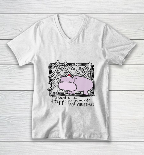 I Want A Hippopotamus For Christmas Hippo for Kid Women Men V-Neck T-Shirt