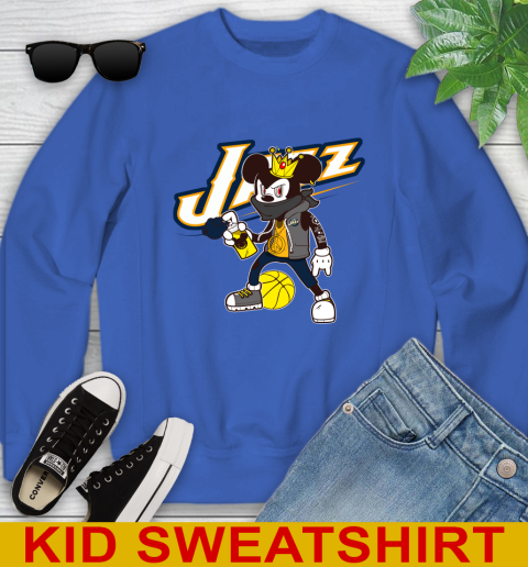 Utah Jazz NBA Basketball Mickey Peace Sign Sports Youth Sweatshirt 7