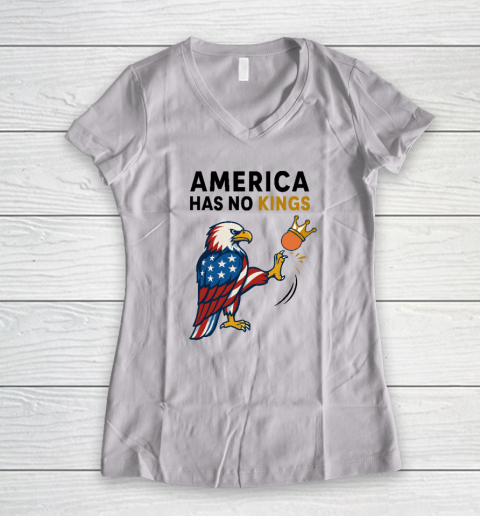 America Has No Kings Eagle Kick Orange Anti Trump Women's V-Neck T-Shirt