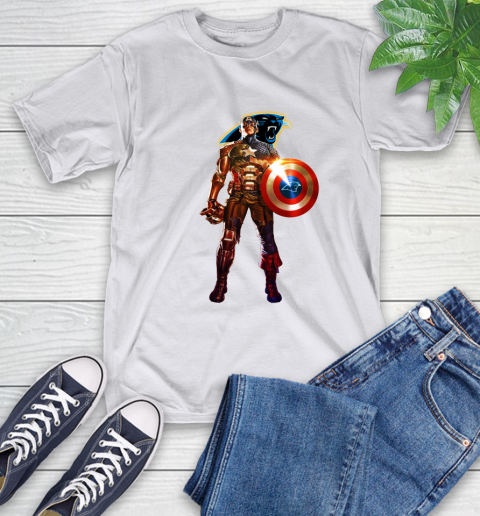 NFL Captain America Marvel Avengers Endgame Football Sports Carolina Panthers T-Shirt 12