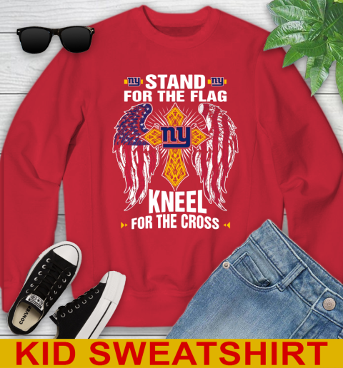 NFL Football New York Giants Stand For Flag Kneel For The Cross Shirt Youth Sweatshirt 7