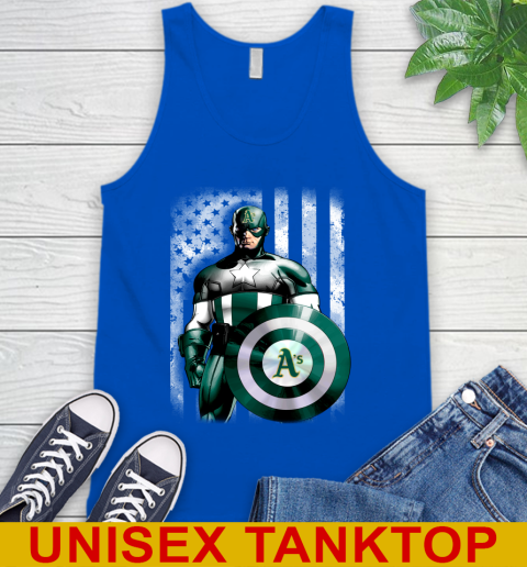 Oakland Athletics MLB Baseball Captain America Marvel Avengers American Flag Shirt Tank Top 4