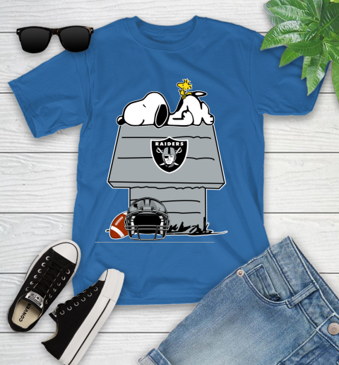 Oakland Raiders NFL Football Snoopy Woodstock The Peanuts Movie Youth T-Shirt 9