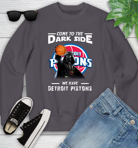 NBA Come To The Dark Side We Have Detroit Pistons Star Wars Darth Vader Basketball Youth Sweatshirt 5