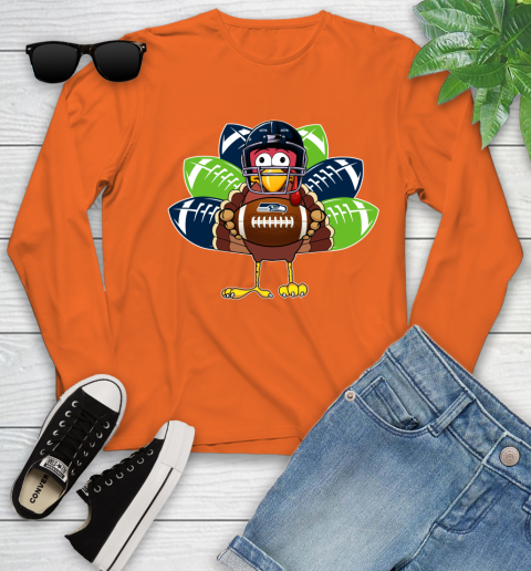 Seattle Seahawks Turkey Thanksgiving Day Youth Long Sleeve 4
