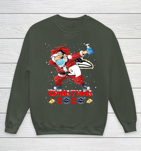 Baltimore Ravens Funny Santa Claus Dabbing Christmas 2020 NFL Youth Sweatshirt 8