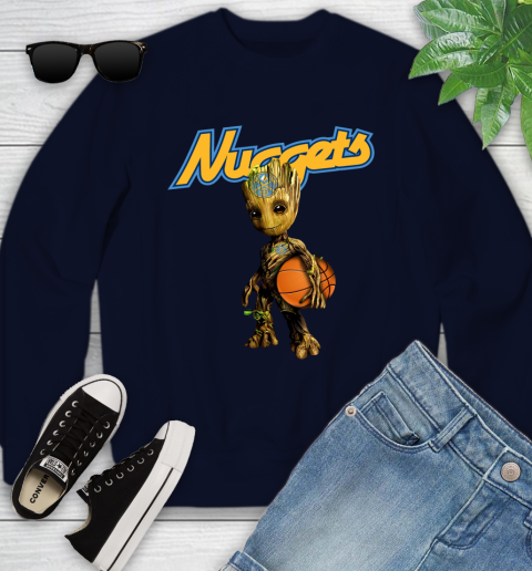 Denver Nuggets NBA Basketball Groot Marvel Guardians Of The Galaxy Youth Sweatshirt 3