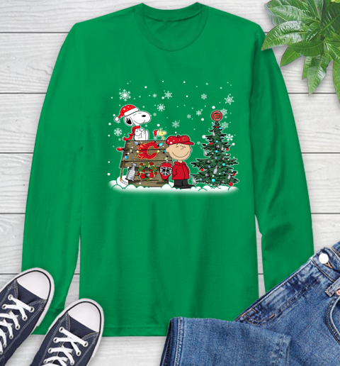 NHL Calgary Flames Snoopy Charlie Brown Woodstock Christmas Stanley Cup Hockey Long Sleeve T-Shirt 8