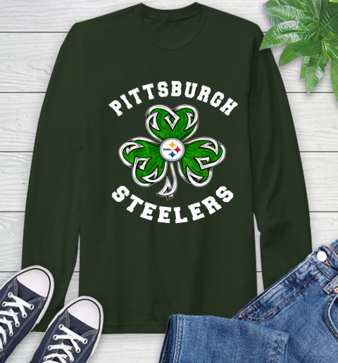 NFL Pittsburgh Steelers Three Leaf Clover St Patrick's Day Football Sports Long Sleeve T-Shirt 7