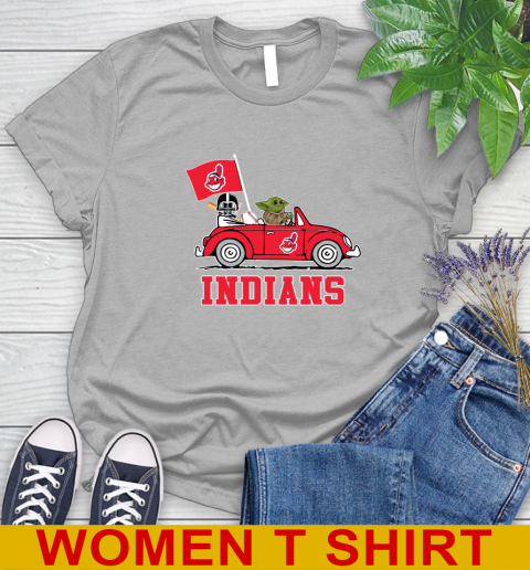 MLB Baseball Cleveland Indians Darth Vader Baby Yoda Driving Star Wars Shirt Women's T-Shirt 5