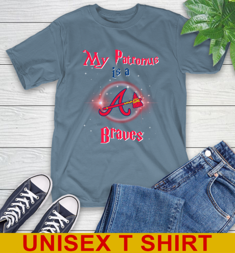 MLB Baseball Harry Potter My Patronus Is A Atlanta Braves T-Shirt - Image 9