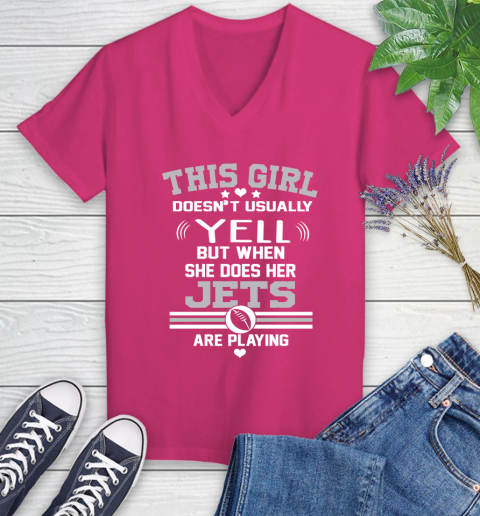 New York Jets NFL Football I Yell When My Team Is Playing Women's V-Neck T-Shirt 9