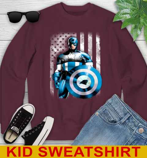 Carolina Panthers NFL Football Captain America Marvel Avengers American Flag Shirt Youth Sweatshirt 4