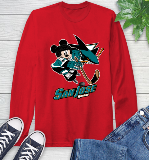 NHL San Jose Sharks Mickey Mouse Disney Hockey T Shirt Long Sleeve